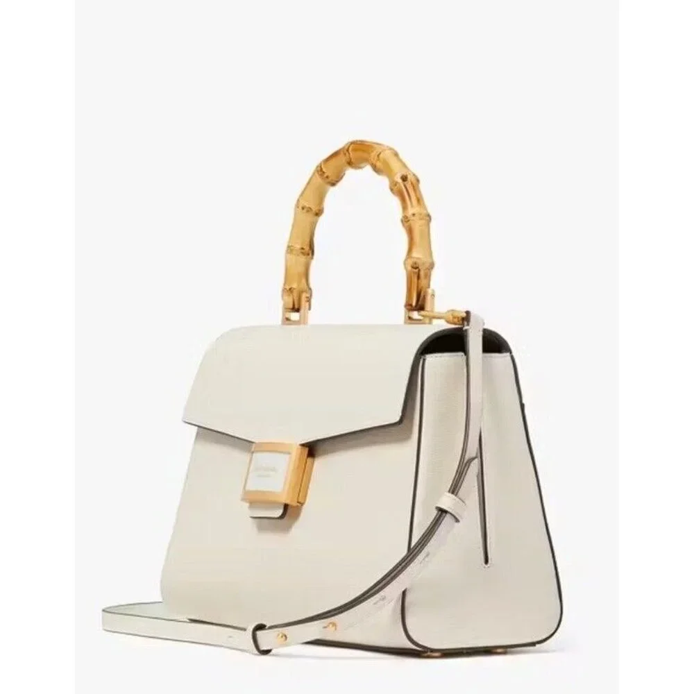 kate spade New York Katy Textured Leather Bamboo Medium Top Handle Satch… - Picture 2 of 11